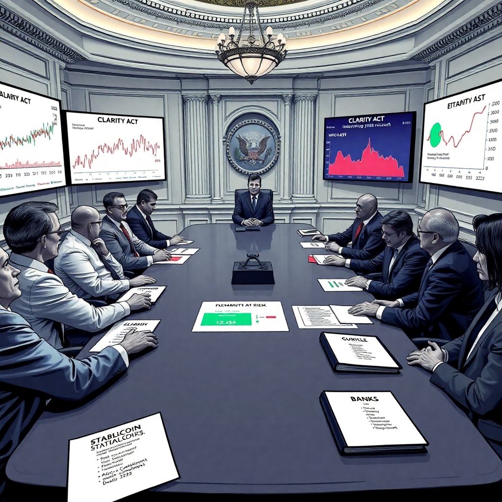 White house feb 10 stablecoin meeting on Clarity act, interest rules and crypto fallout